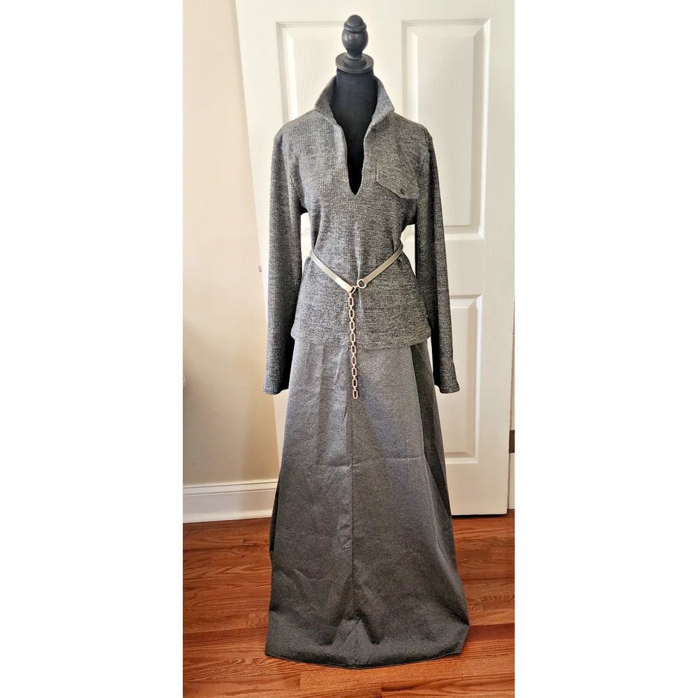 Women's 2pc by Shein with Gray Knit Top with Maxi Skirt & Elite Belt